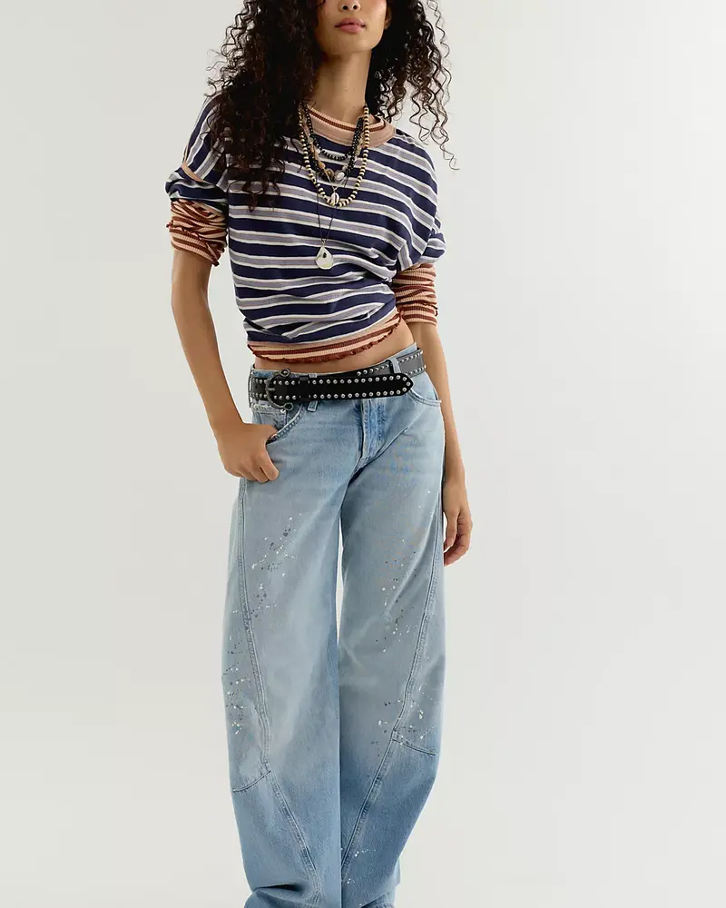 Free People Fable Low-Rise Twisted Bowed Jeans | Art