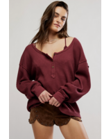 Free People Montreal Oversized Thermal Henley | Burgundy