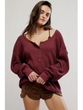 Free People Montreal Oversized Thermal Henley | Burgundy