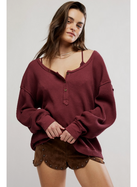 Free People Montreal Oversized Thermal Henley | Burgundy