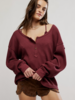 Free People Montreal Oversized Thermal Henley | Burgundy