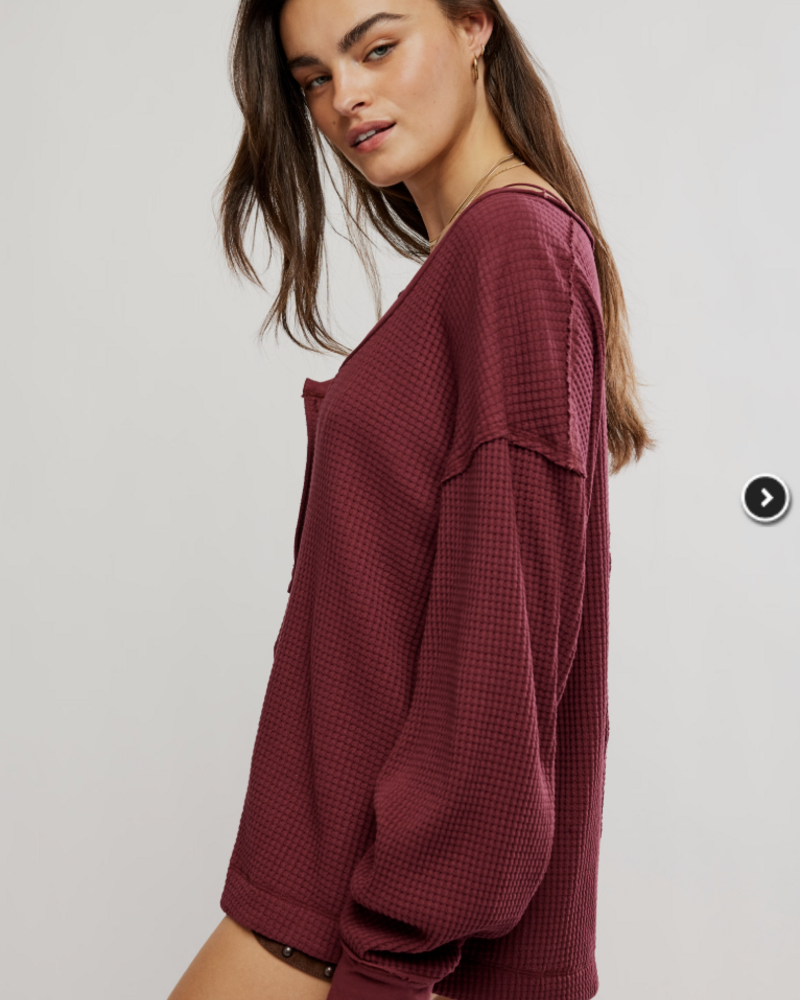 Free People Montreal Oversized Thermal Henley | Burgundy