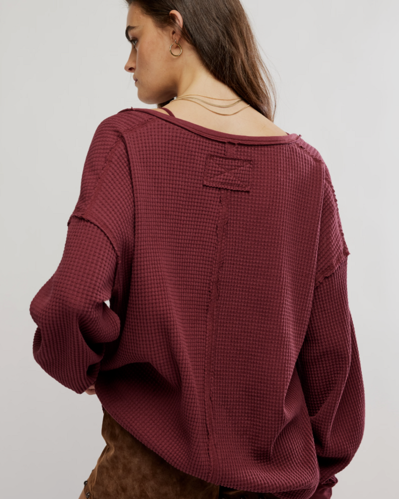 Free People Montreal Oversized Thermal Henley | Burgundy