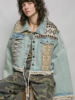 Landon Lace Beaded Patchwork Denim Jacket