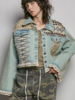 Landon Lace Beaded Patchwork Denim Jacket