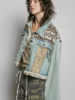 Landon Lace Beaded Patchwork Denim Jacket