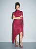 Raspberry Sheer Asymmetrical Dress