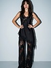 Satin Lace Trim Cami and Pants Set | Black