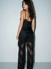 Satin Lace Trim Cami and Pants Set | Black
