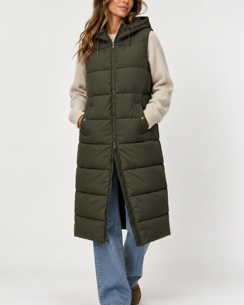 Vero Moda Michelle Long Puffer Vest | Forest