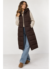 Vero Moda Michelle Long Puffer Vest | Brown
