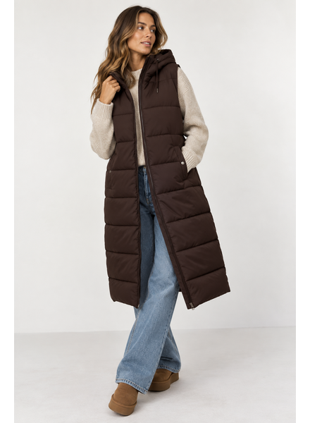 Vero Moda Michelle Long Puffer Vest | Brown