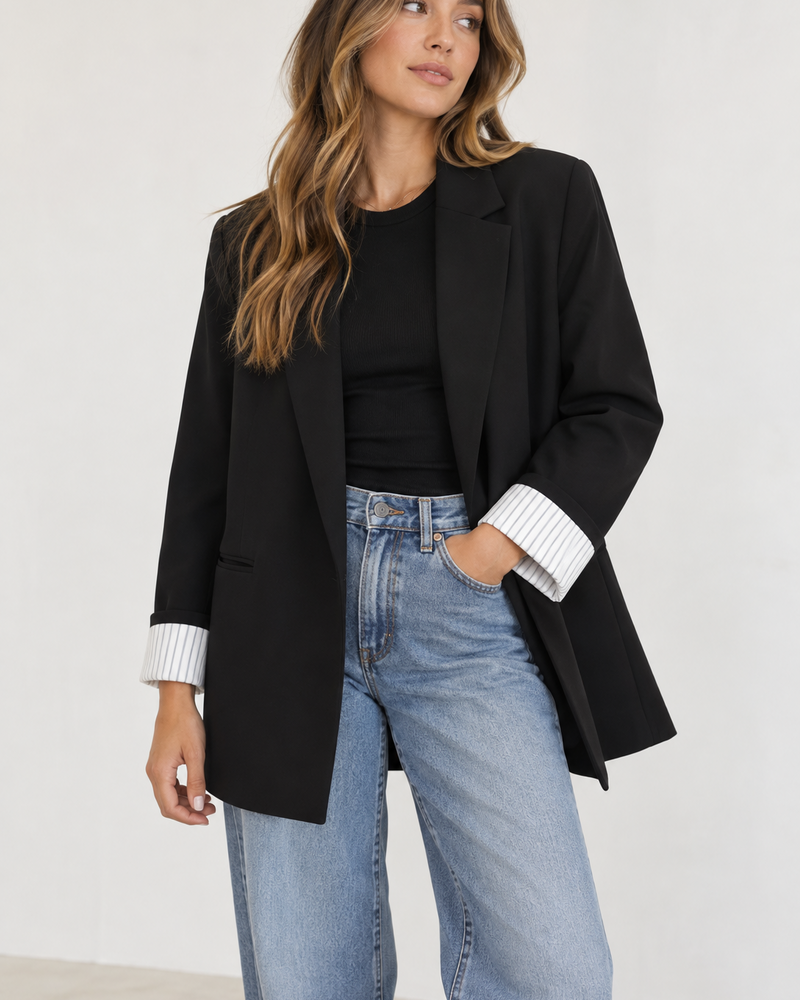 Shirley Fold-up Blazer | Black