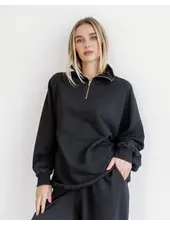 Not Your Boyfriend's Half Zip Sweatshirt | Vintage Black