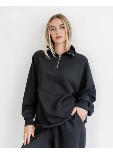 Not Your Boyfriend's Half Zip Sweatshirt | Vintage Black