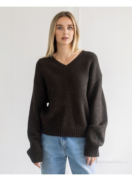 Essential V-Neck Sweater | Espresso