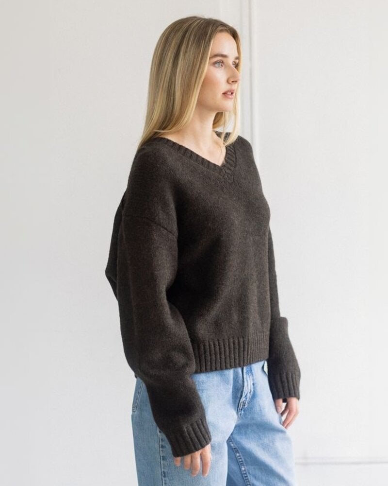 Essential V-Neck Sweater | Espresso