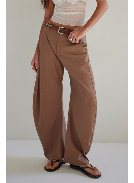 Free People Spotlight Washed Barrel Chino Trousers | Brown