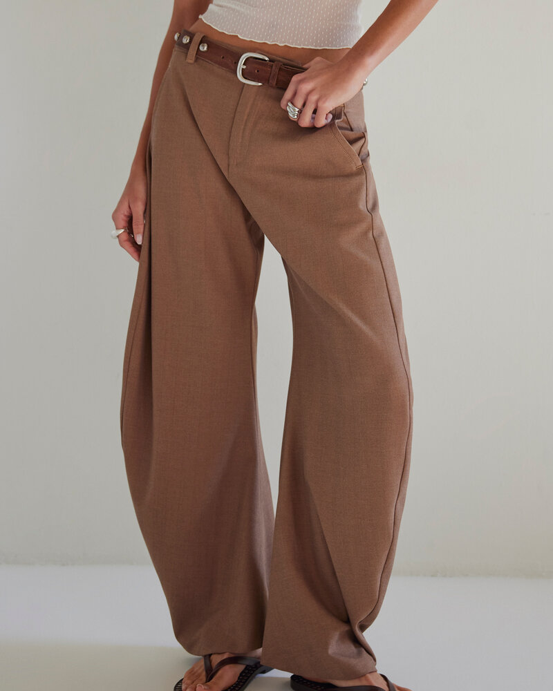 Free People Spotlight Washed Barrel Chino Trousers | Brown