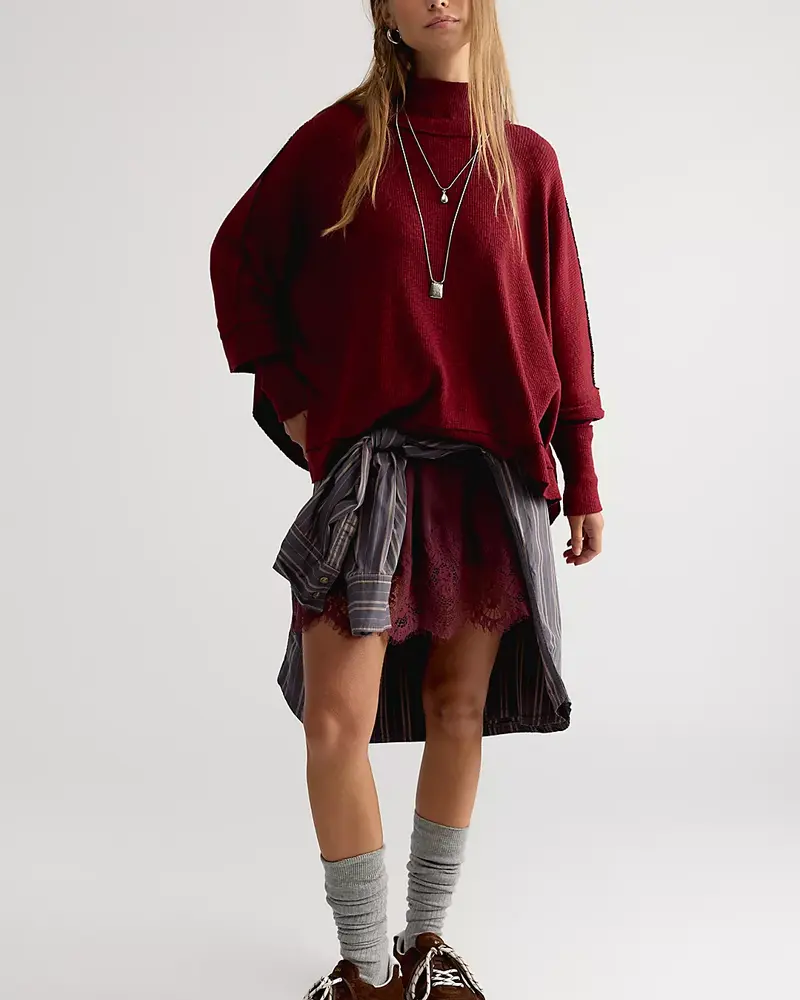 Free People Moon Daisy Turtleneck Twofer | Cabernet