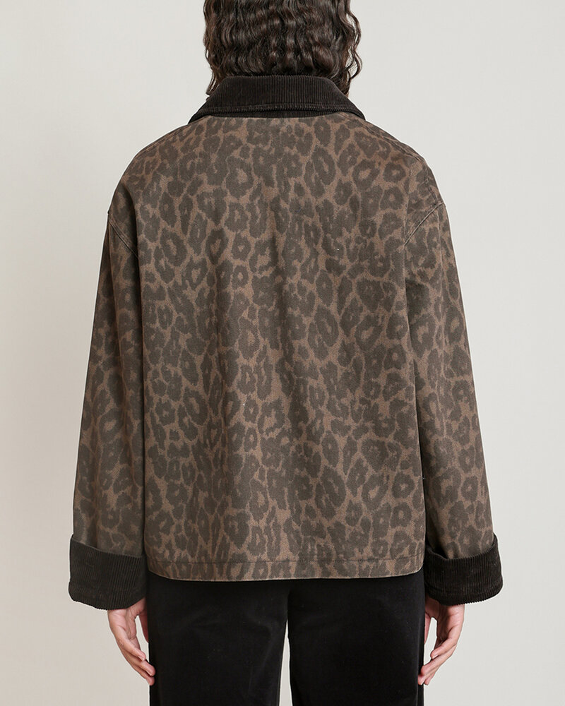 Beth Leopard Contrast Denim Jacket