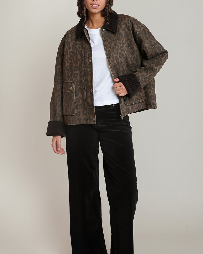 Beth Leopard Contrast Denim Jacket