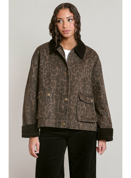Beth Leopard Contrast Denim Jacket
