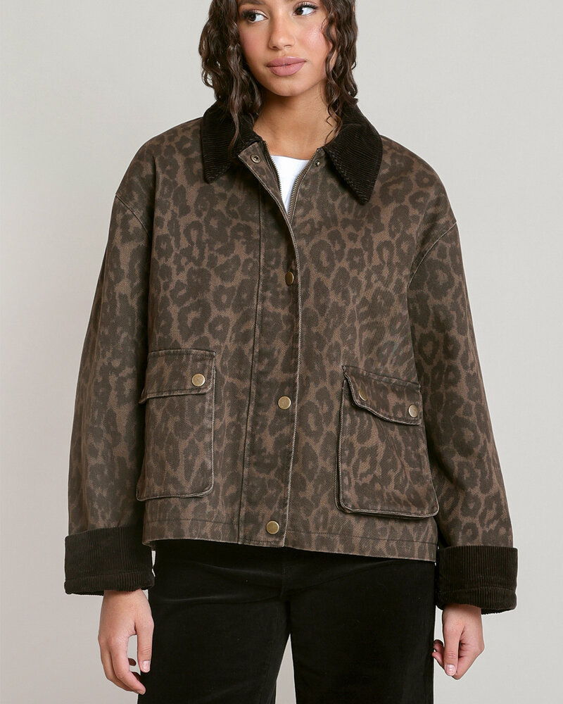 Beth Leopard Contrast Denim Jacket
