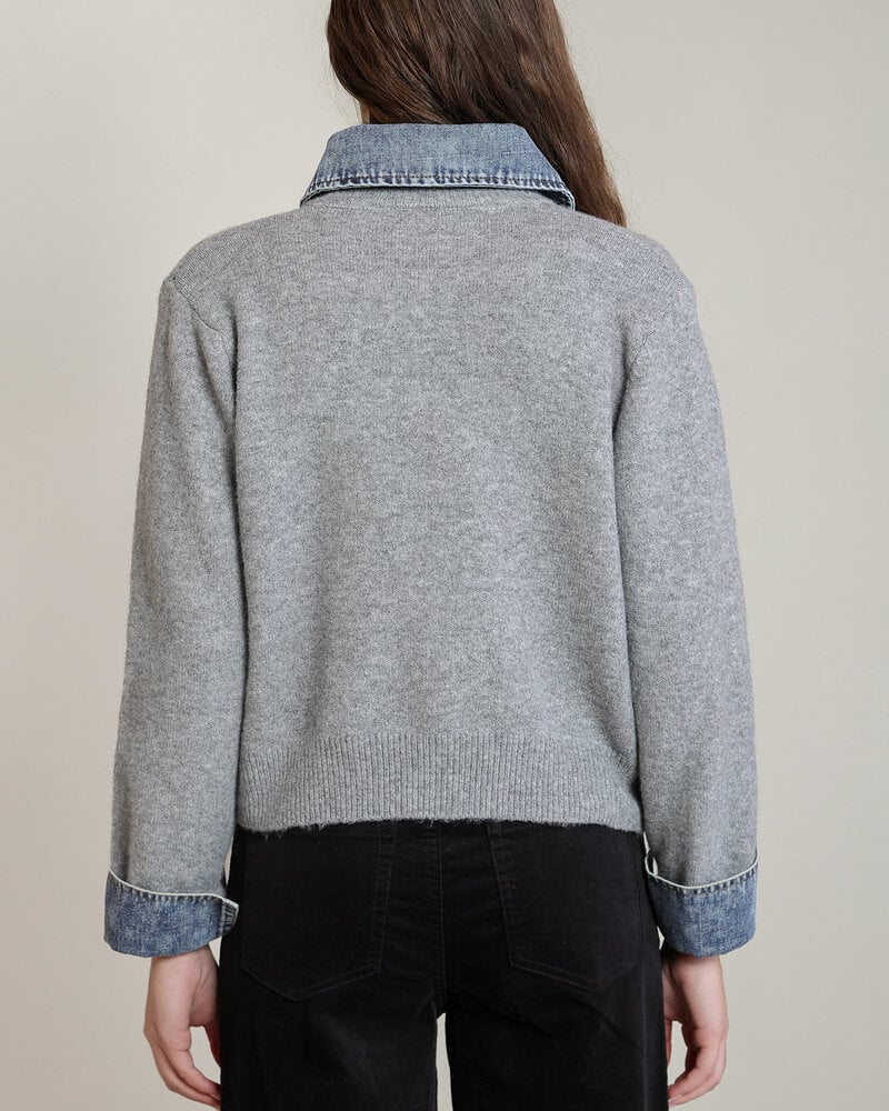Briezy Denim Trim Sweater Top
