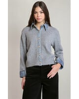 Briezy Denim Trim Sweater Top