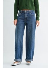 Just Black Denim Bobbie Mid Rise Cuffed Barrel Jean | Dark Denim
