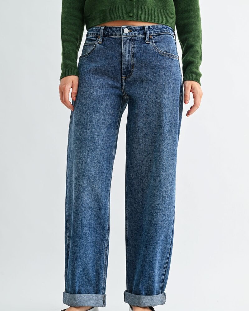 Just Black Denim Bobbie Mid Rise Cuffed Barrel Jean | Dark Denim