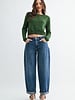 Just Black Denim Bobbie Mid Rise Cuffed Barrel Jean | Dark Denim