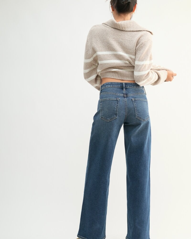 Just Black Denim Reba Mid Rise Slim Wide Leg