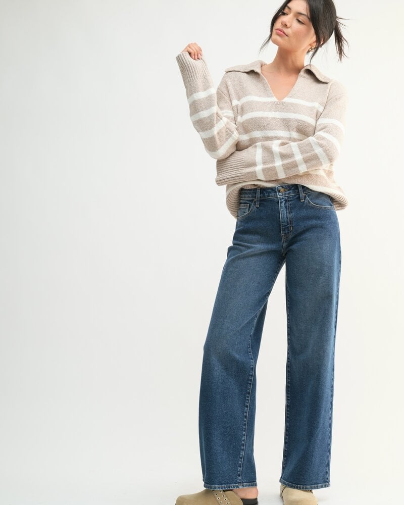 Just Black Denim Reba Mid Rise Slim Wide Leg