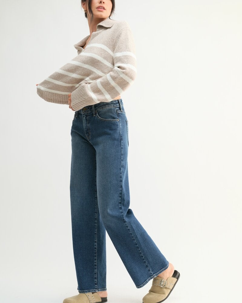 Just Black Denim Reba Mid Rise Slim Wide Leg