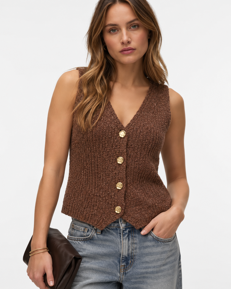 Vero Moda Penelope Vest | Cocoa