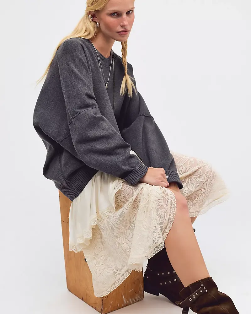 Free People Alma Pullover | Heather Grey