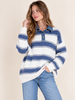 Candice Denim Trim Sweater Top | Blue Stripe