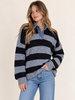 Candice Denim Trim Sweater Top | Black Stripe