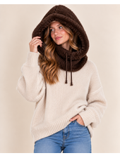 Belle 2-in-1 Vegan Fur Hood Scarf | Brown