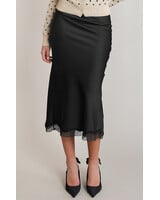 Fiona Satin Lace Skirt | Black