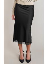 Fiona Satin Lace Skirt | Black