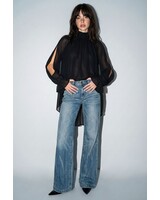 Sandra Cold-shoulder High-low Top | Black