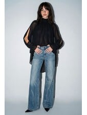 Sandra Cold-shoulder High-low Top | Black