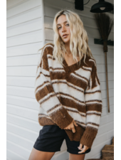 OTTWAY Wilde Fluffy V-Neck Oversized Sweater