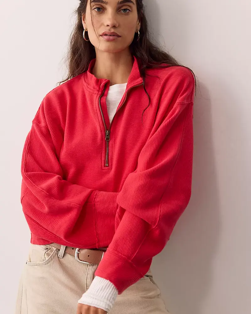 Free People Celeste Quarter Zip | Salsa