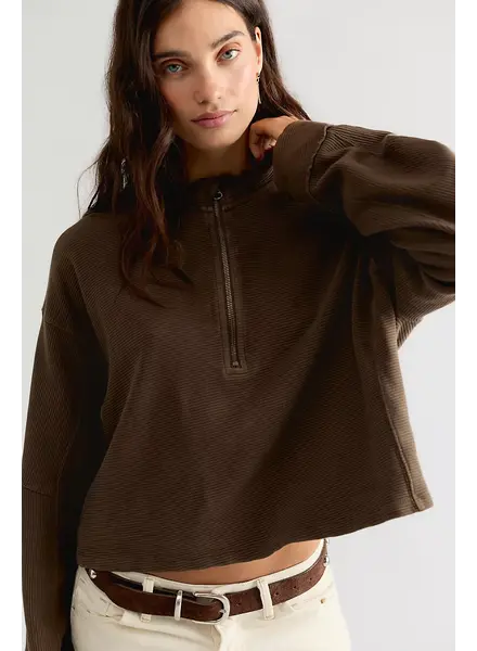 Free People Celeste Quarter Zip | Teak