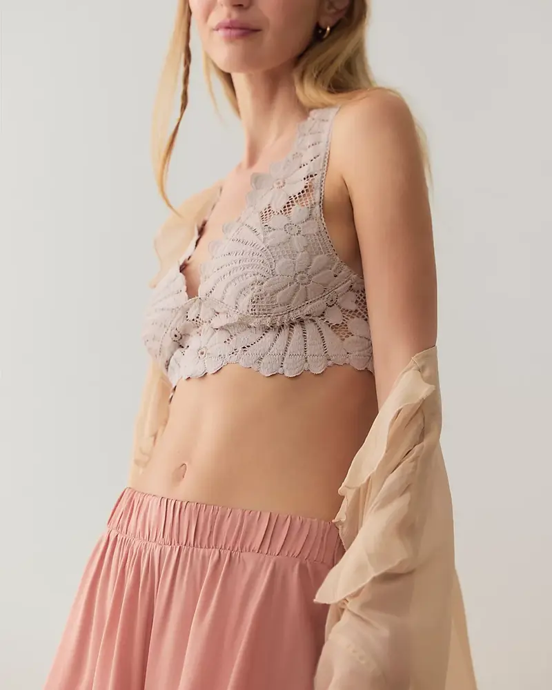 Free People Petal Party Lace Plunge Bralette | Mushroom