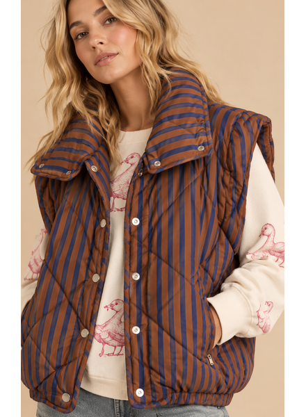 Sonya Striped Puffer Vest